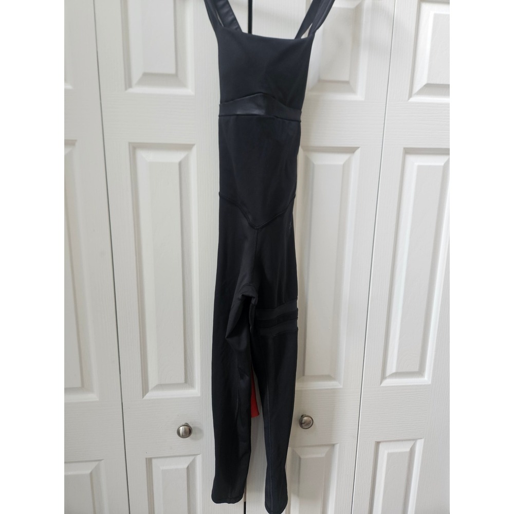 Topissima Black Compression Athletic Jumpsuit Mesh Detail Recycled Poly Small